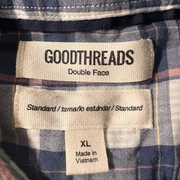 Goodthreads Mens Blue Size XL Plaid‎ Print Standard Fit Button Down Shirt Blue - Picture 7 of 8